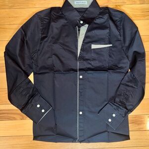 Ding Ge Fu Shi Men’s Black Button Up Dress Shirt | Medium (Fits Small) | New